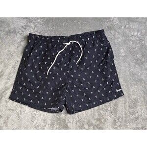BRUGI Mens Swimming Shorts Trunks XL Navy Anchor Elastic Draw String Nautical